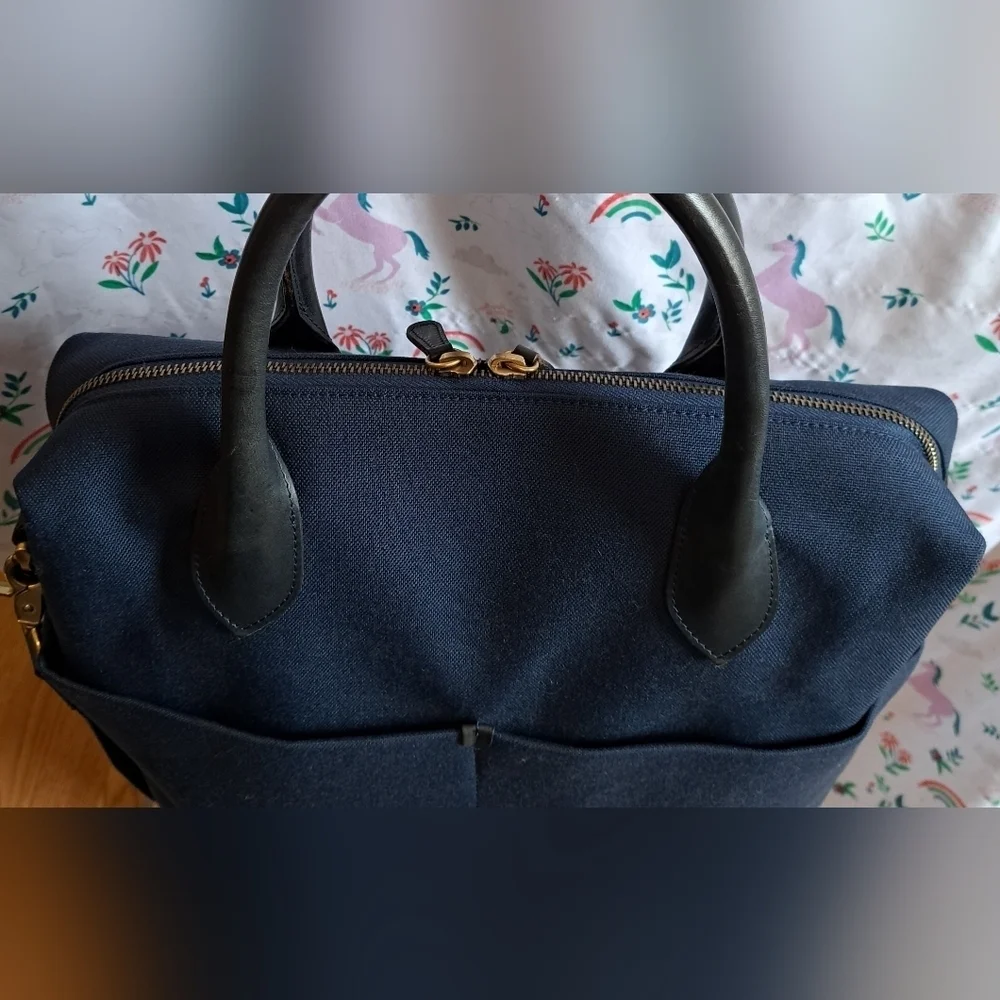 NWOT Made In Eden Navy Blue Cotton Quiet Luxury Crossbody Purse Tote Bag